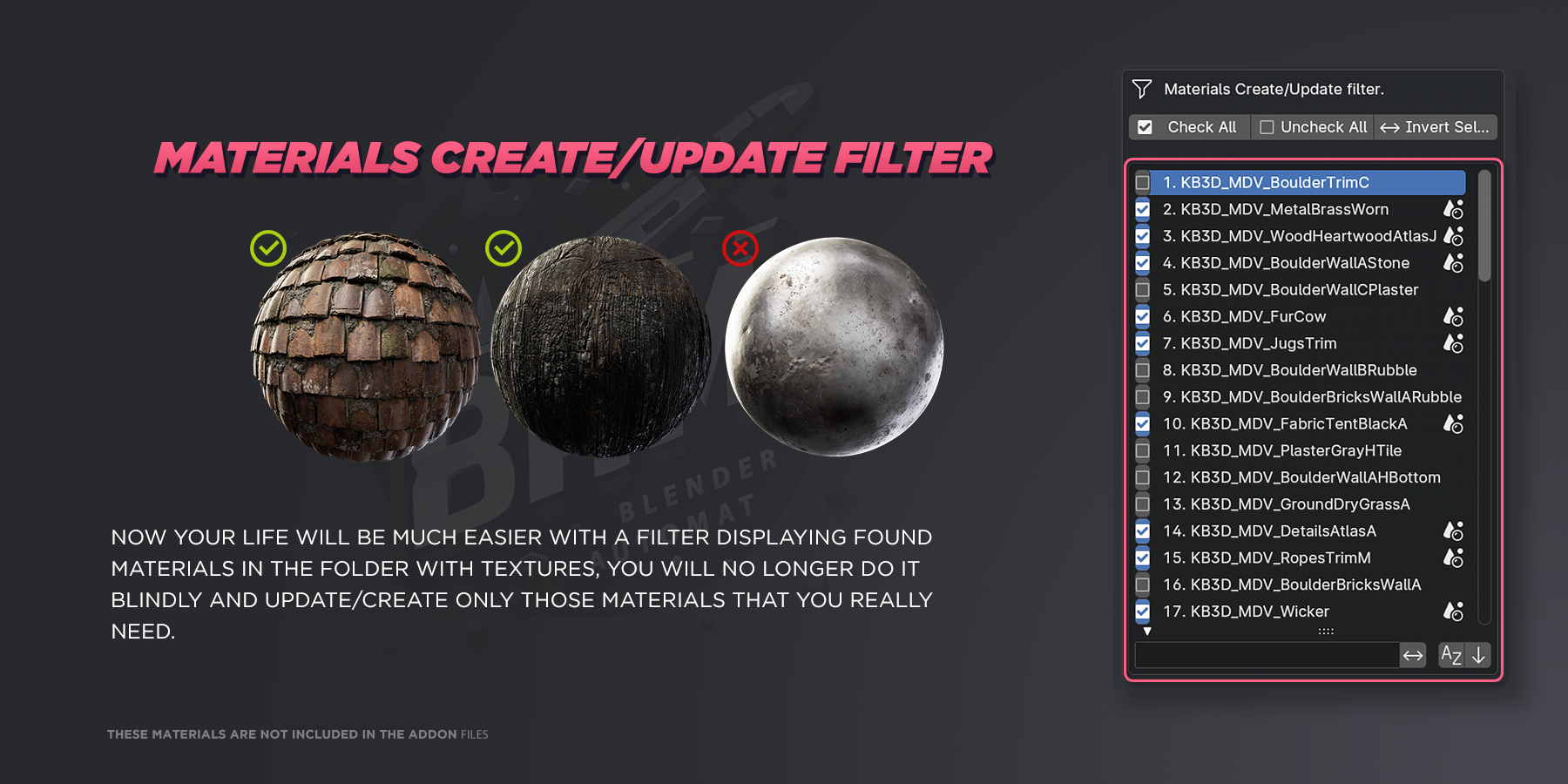 BAM AutoMat Materials Create/Update filter