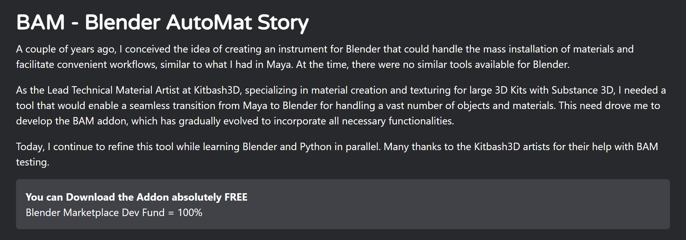 BAM Blender AutoMat story